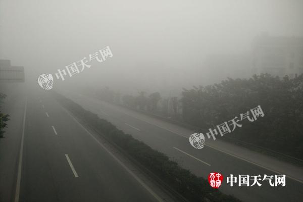 四川雾和霾频袭高速通行受阻 成都已达重度空气污染