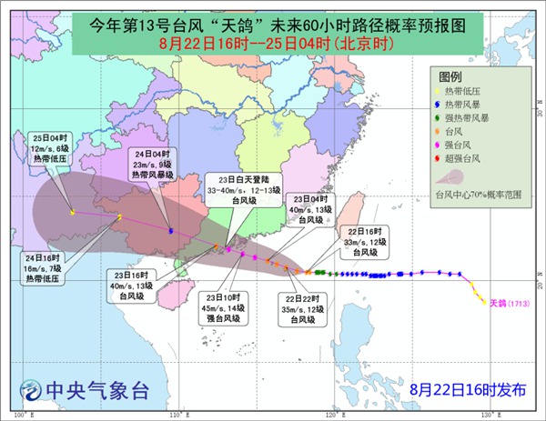 第13号台风“天鸽”发展为台风级别