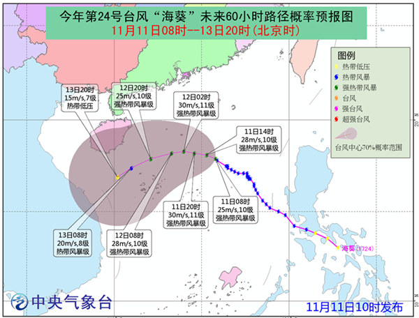 台风蓝色预警：华南沿海将有8级大风阵风10级