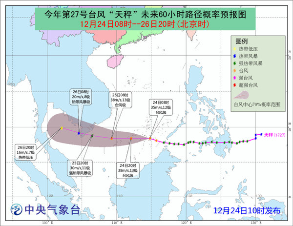 台风蓝色预警：“天秤”将给我国南海带来风雨影响