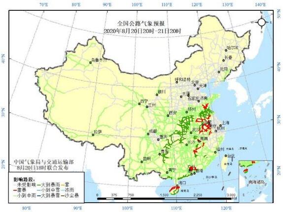 全国交通天气预报：8月23日全国高速路况最新实时查询