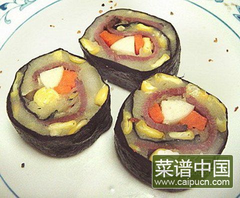 土豆泥肉片寿司卷