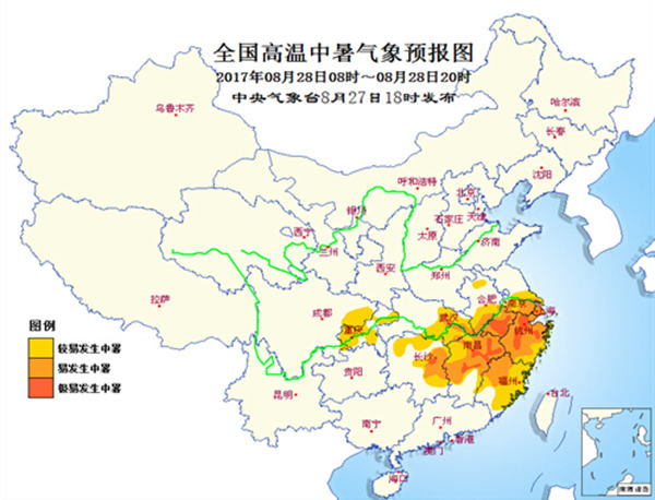 高温中暑气象预报：四川重庆等10省市较易发生中暑