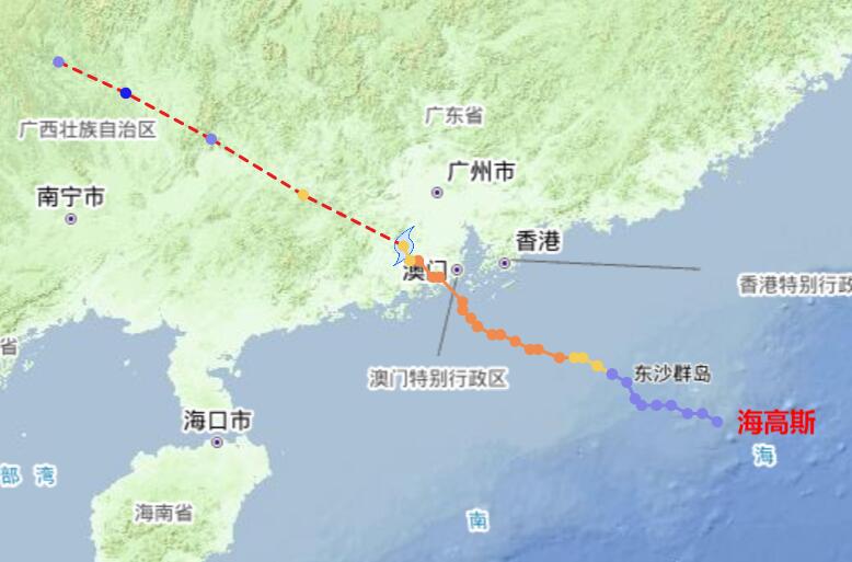7号台风海高斯最新路径发展情况 今晚将抵达广西多地暴雨预定