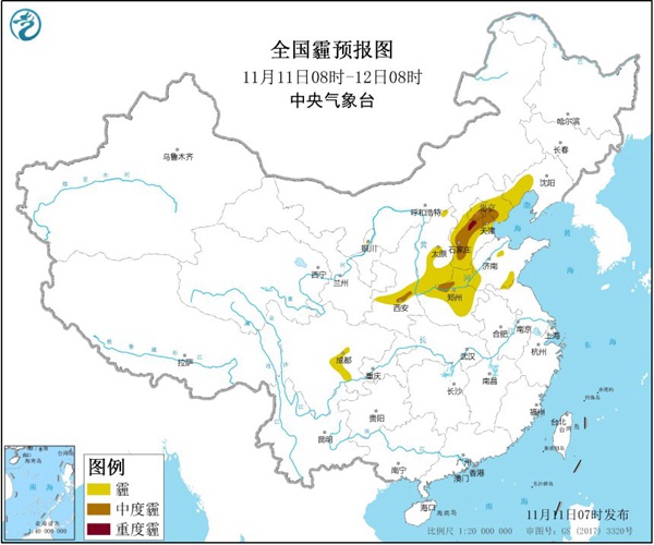 今天华北汾渭平原等地霾天气加剧 明起短暂减弱周末又现身