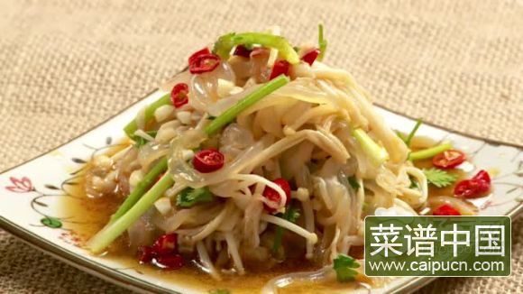 凉拌金针菇海蜇丝