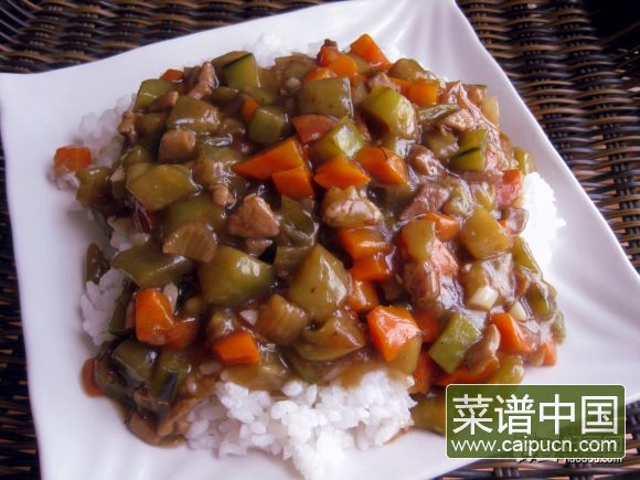 茄子肉丁盖浇饭