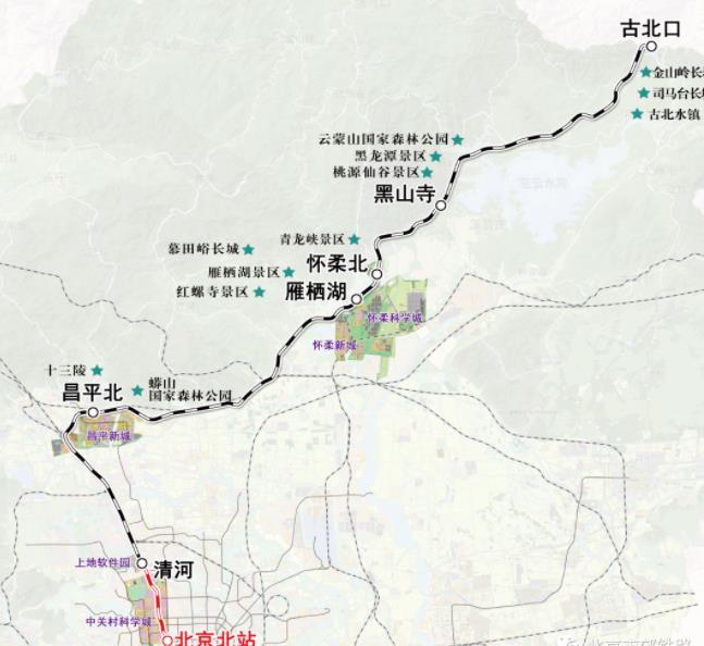 坐火车去雁栖湖景区在怀柔北站下车