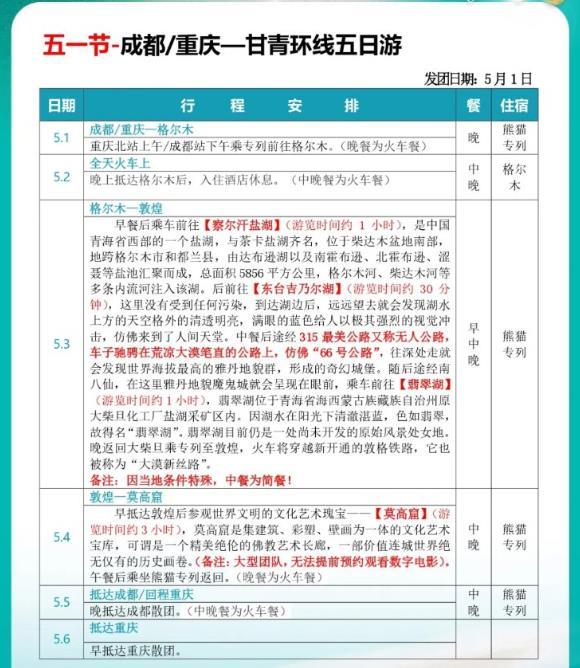 熊猫专列2021五一路线安排-票价