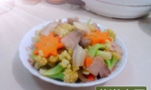 回锅肉炒花菜的做法