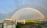 北京双彩虹现场实拍 大雨后迎来短暂彩虹