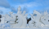 哈尔滨太阳岛雪博会园区新增9座雪雕 栩栩如生