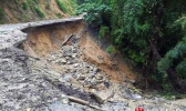 云南盈江暴雨致道路受损大面积农田被淹