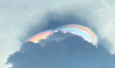 海口现七彩祥云最新图片 看着好看其实有雷雨